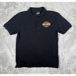 Harley Davidson Shirt Mens Large Black Military Overseas Tour Skull Logo